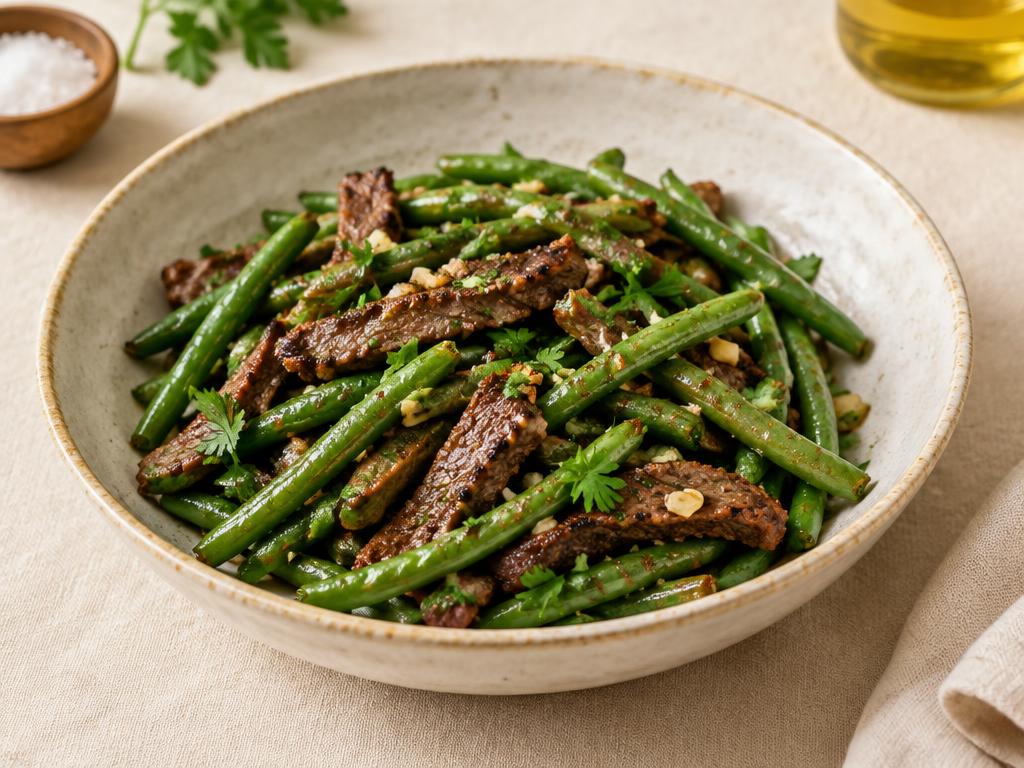 Green beans salad with beef (Argentina)